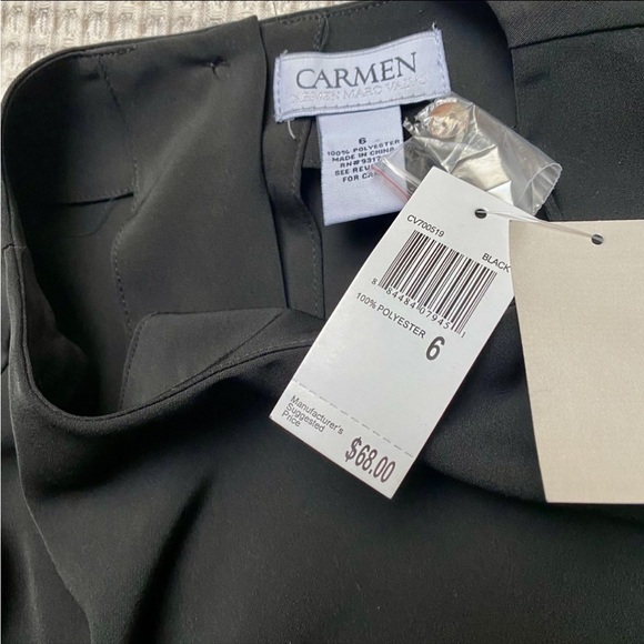 Carmen Marc Valvo Black Ruffle Bell Sleeve Blouse Sz 6 Elegant Statement Top NWT - Picture 14 of 14